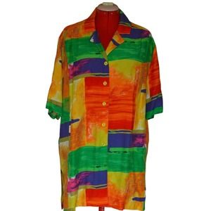 VTG Arido Classic Austria Colorblock Abstract Viscose Button Up Shirt US L EU 42